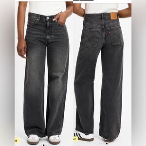 Levi’s Ribcage Wide Leg Black Denim Jeans , size 28